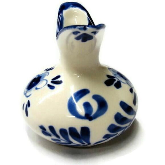 Vintage Hand Painted Miniature Pitcher Delfts Blue - Picture 4 of 12